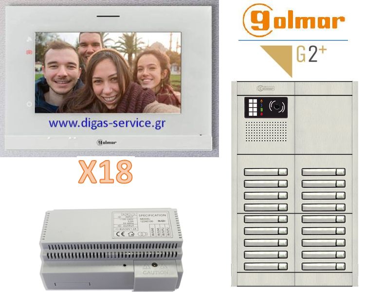 Θυροτηλεόραση 18 διαμερίσματα - Golmar 2 καλωδίων πολυκατοικίας